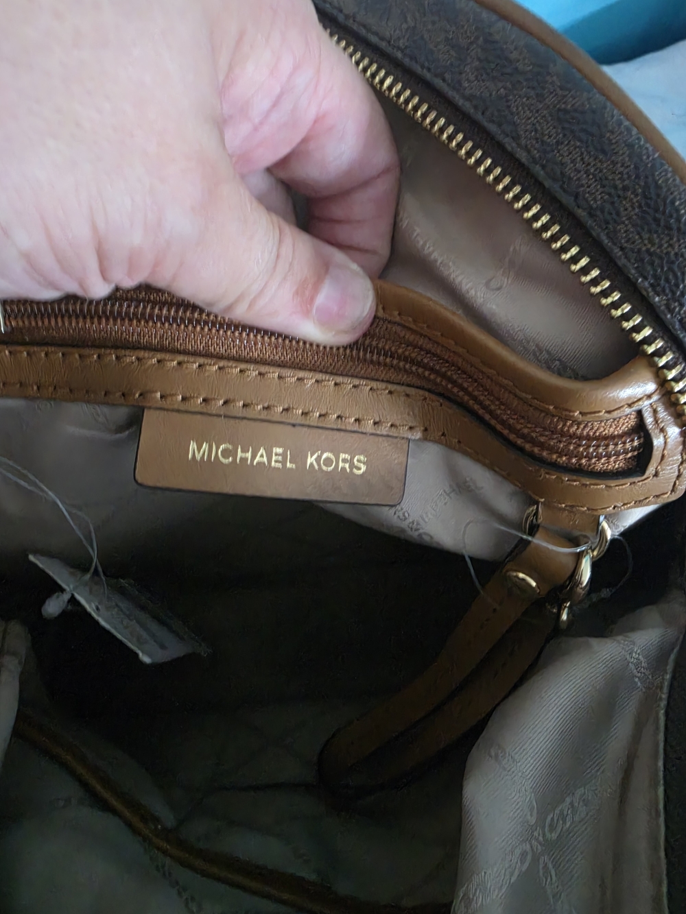 Michael Kors Brown Logo-Print Backpack with Gold Hardware - Picture 6 of 10